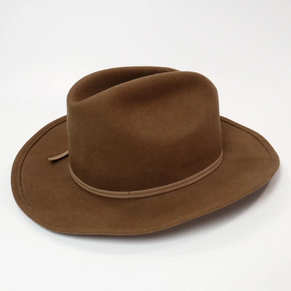 Eddy Bros Bronco Jr Wool Felt Cowboy Hat Youth M Brown Feather Western USA Made